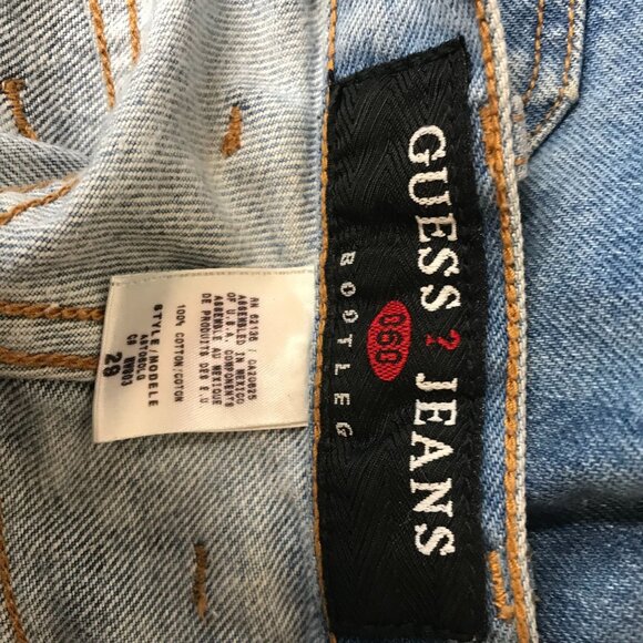 GUESS- WOMEN'S 29 - BLUE DENIM BOOTLEG JEANS TIE DYE BLEACHED - Picture 8 of 8